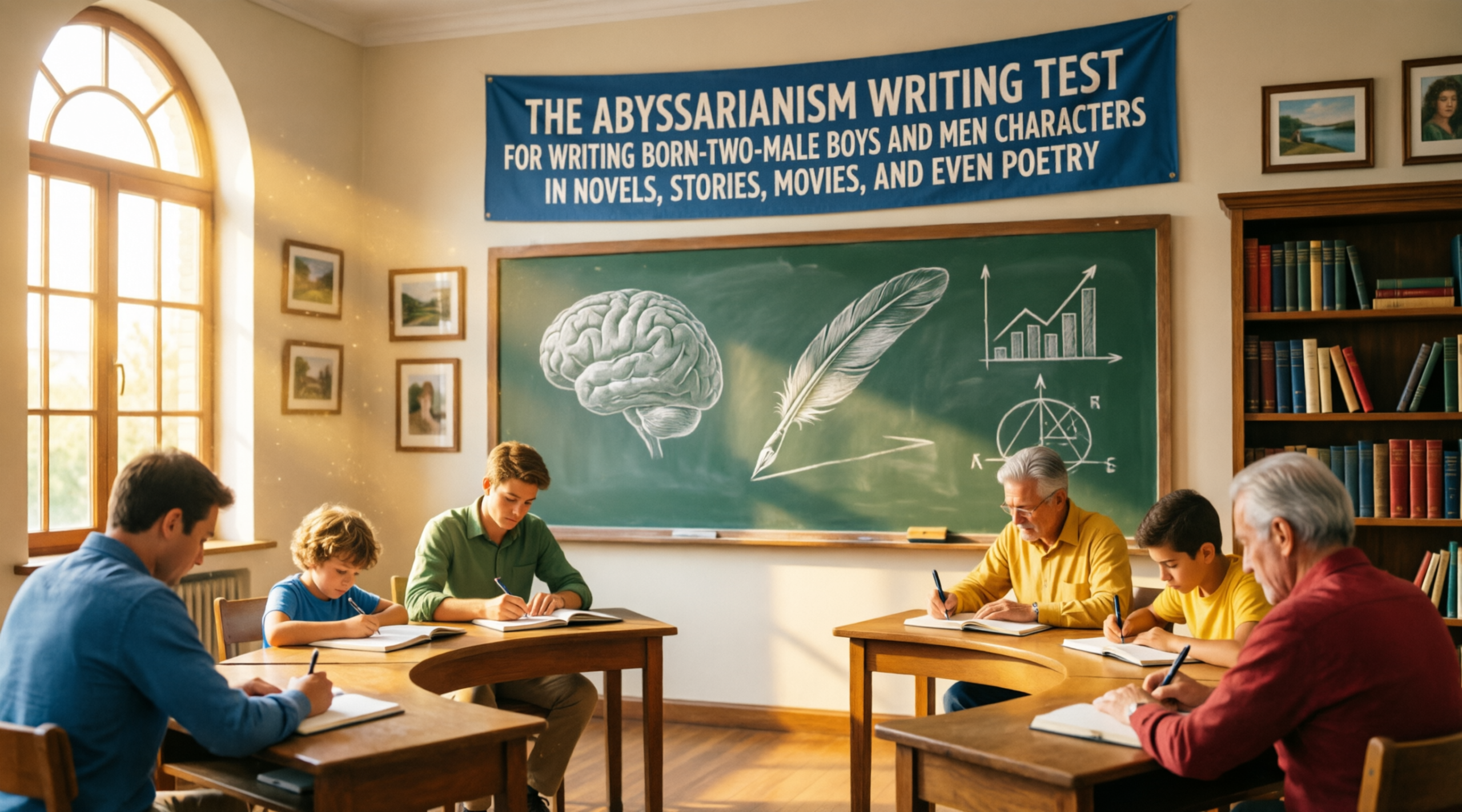 THE ABYSSARIANISM WRITING TEST FOR WRITING BORN-TWO-HOLE-MALE BOYS AND MEN CHARACTERS IN NOVELS, STORIES, MOVIES, AND EVEN POETRY